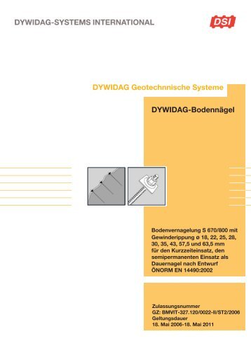DYWIDAG Geotechnnische Systeme DYWIDAG-BodennÃ¤gel