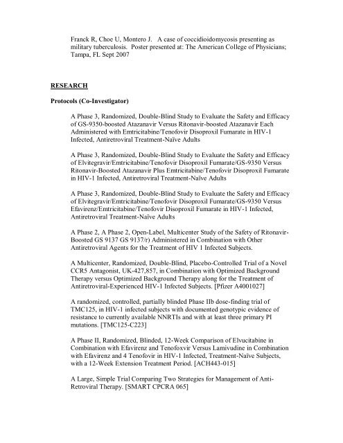 Dr. Choe's CV - University of South Florida