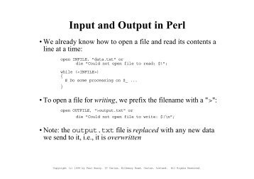 Input and Output in Perl - Paul Barry's Website