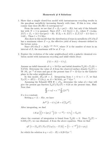 Homework # 8 Solutions 1. Show that a simple closed-box model ...