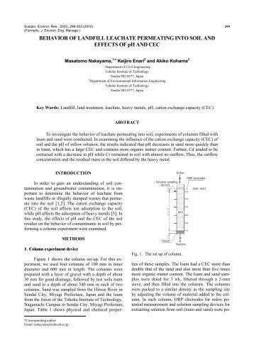 BEHAVIOR OF LANDFILL LEACHATE PERMEATING INTO ... - SER