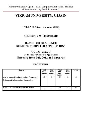 Vikram University, Ujjain â€“ B.Sc. (Computer Application) Syllabus ...