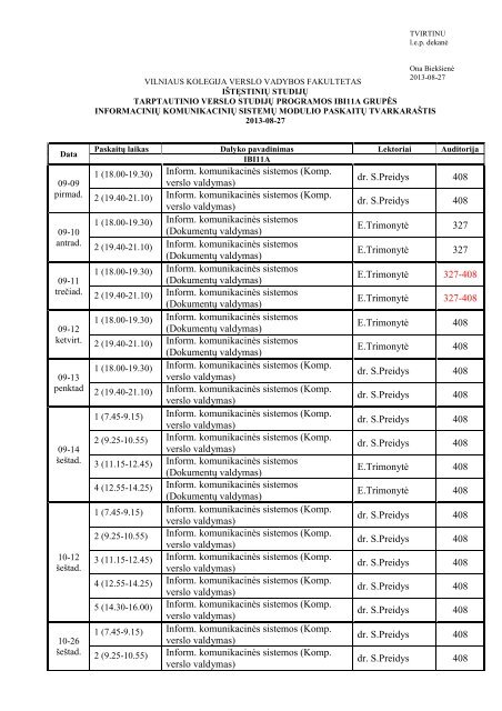 Viko tarptautinis verslas tvarkarastis