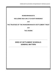 DEED OF SETTLEMENT SCHEDULE: GENERAL MATTERS