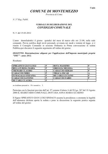 Aliquote IMU - Comune di Montemezzo