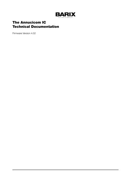 Annuncicom Technical Documentation V4.02 (PDF) - Barix