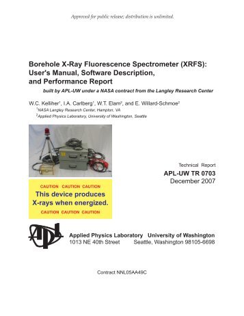 Borehole X-Ray Fluorescence Spectrometer (XRFS): User's Manual ...