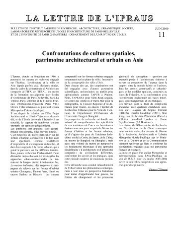 Confrontations de cultures spatiales, patrimoine architectural et ...