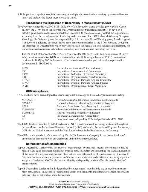 significance of expanded uncertainty - Cannon Instrument Company