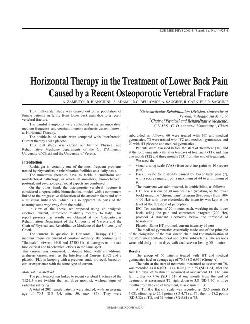 Horizontal Therapy in the Treatment of Lower Back Pain Caused by ...