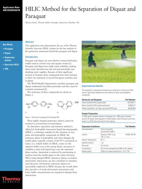 HILIC Method for the Separation of Diquat and Paraquat