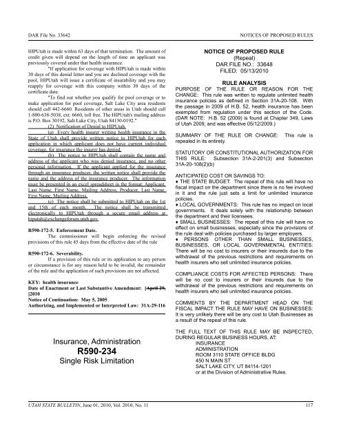 Vol. 2010, No. 11 (06/01/2010) PDF - Administrative Rules - Utah.gov