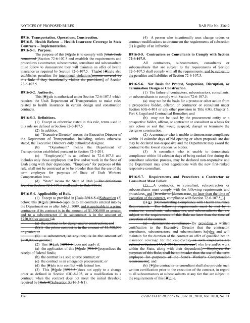 Vol. 2010, No. 11 (06/01/2010) PDF - Administrative Rules - Utah.gov