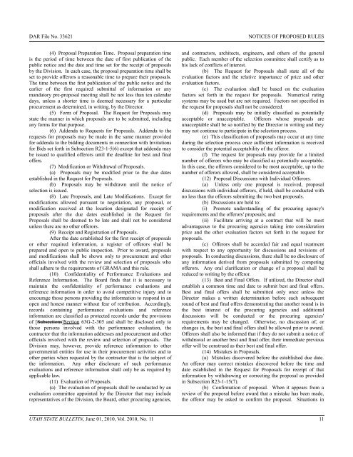Vol. 2010, No. 11 (06/01/2010) PDF - Administrative Rules - Utah.gov