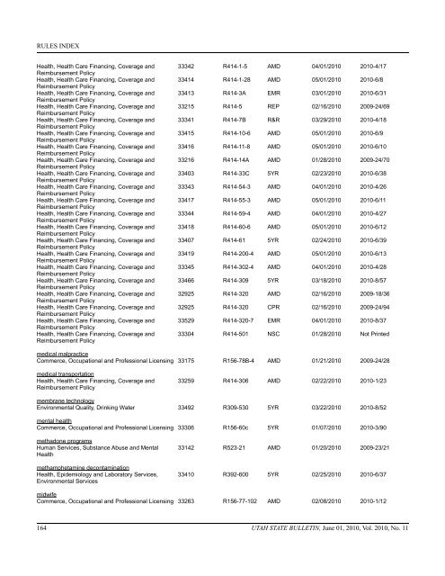 Vol. 2010, No. 11 (06/01/2010) PDF - Administrative Rules - Utah.gov