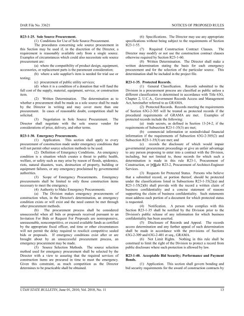 Vol. 2010, No. 11 (06/01/2010) PDF - Administrative Rules - Utah.gov