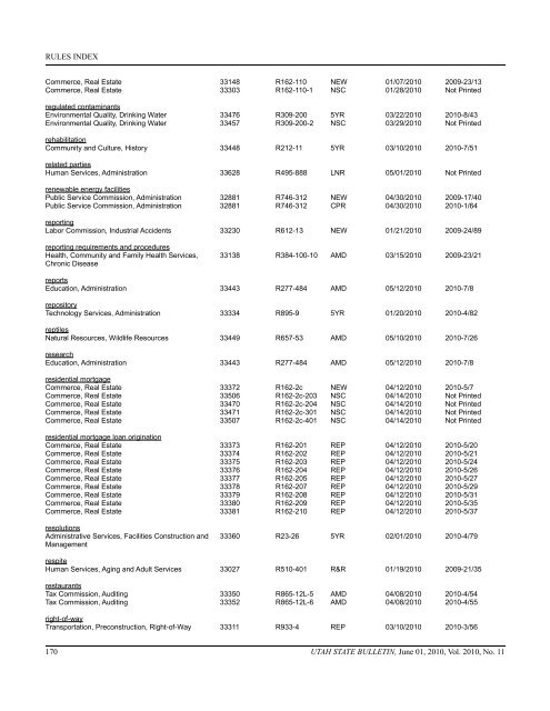 Vol. 2010, No. 11 (06/01/2010) PDF - Administrative Rules - Utah.gov