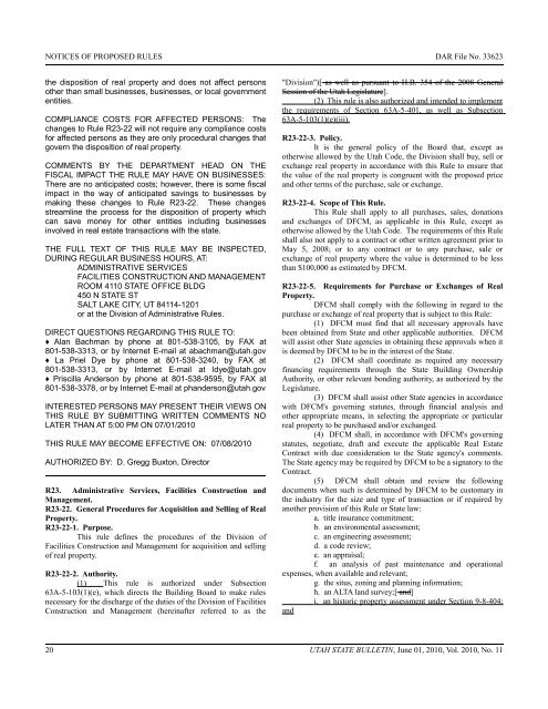 Vol. 2010, No. 11 (06/01/2010) PDF - Administrative Rules - Utah.gov