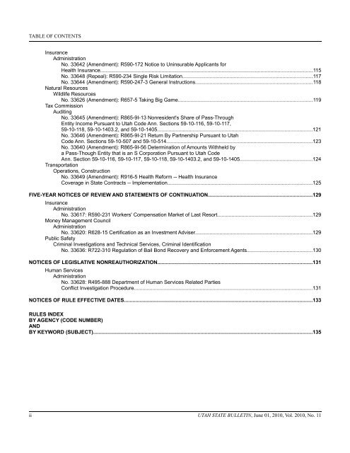 Vol. 2010, No. 11 (06/01/2010) PDF - Administrative Rules - Utah.gov