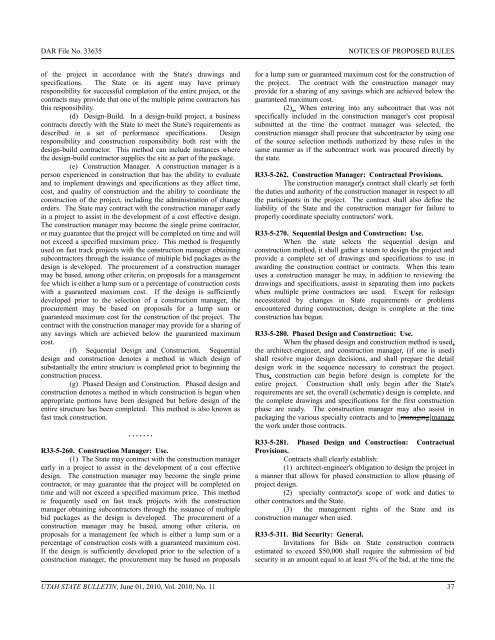 Vol. 2010, No. 11 (06/01/2010) PDF - Administrative Rules - Utah.gov