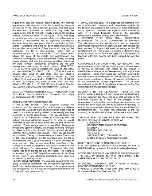 Vol. 2010, No. 11 (06/01/2010) PDF - Administrative Rules - Utah.gov