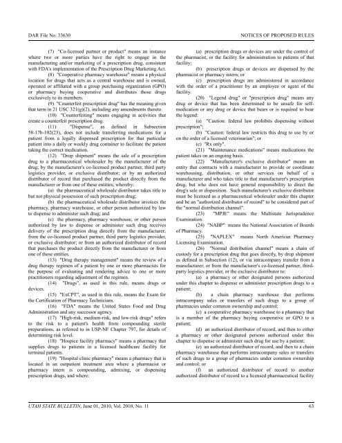 Vol. 2010, No. 11 (06/01/2010) PDF - Administrative Rules - Utah.gov