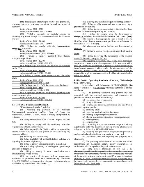 Vol. 2010, No. 11 (06/01/2010) PDF - Administrative Rules - Utah.gov