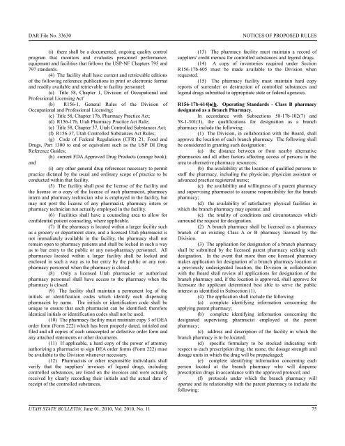 Vol. 2010, No. 11 (06/01/2010) PDF - Administrative Rules - Utah.gov