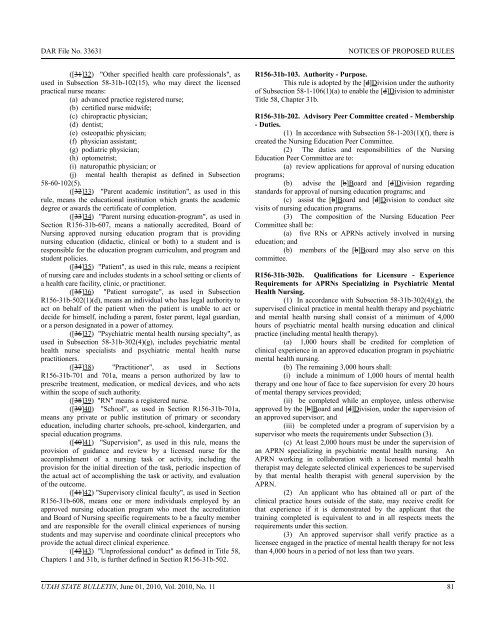 Vol. 2010, No. 11 (06/01/2010) PDF - Administrative Rules - Utah.gov