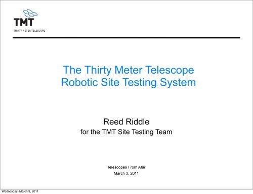 Presentation - Telescopes from Afar - University of Hawaii