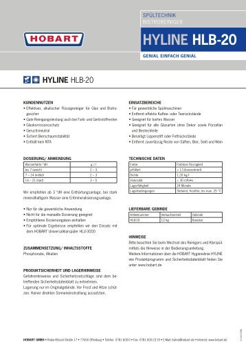 HYLINE HLB-20 - HOBART GmbH