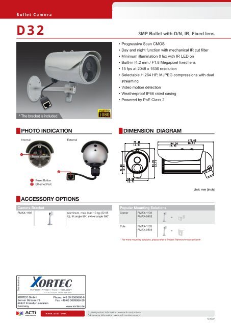 Datasheet ACTi D32 - Xortec.de