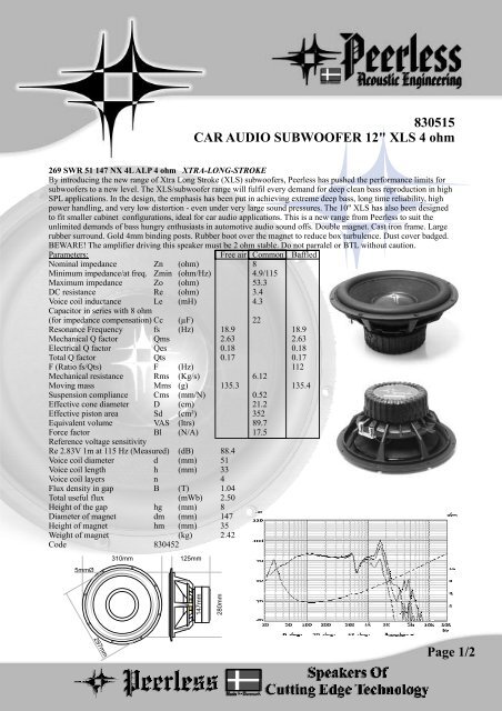 830515 CAR AUDIO SUBWOOFER 12&quot; XLS 4 ohm ... - DST-AU Home