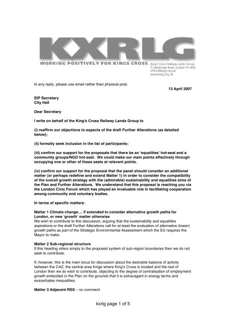 KXRLG submission here - King's Cross Railway Lands Group