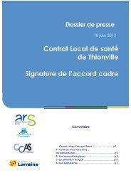 Dossier de presse - signature de l'accord cadre du ... - ARS Lorraine