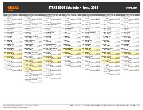 STARZ EDGE Schedule - June, 2012