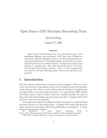 Open Source OAI Metadata Harvesting Tools