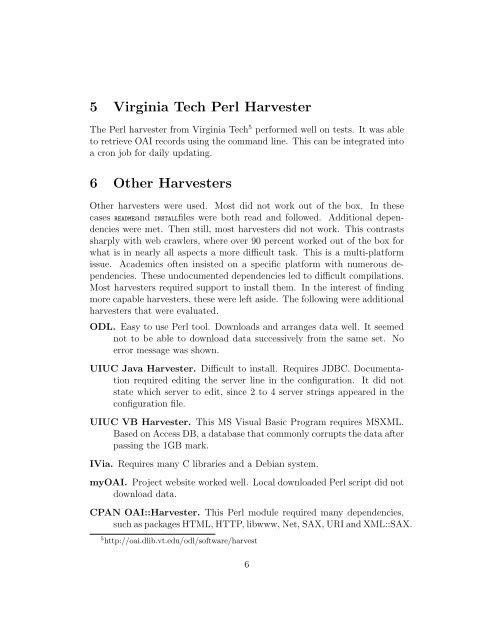 Open Source OAI Metadata Harvesting Tools