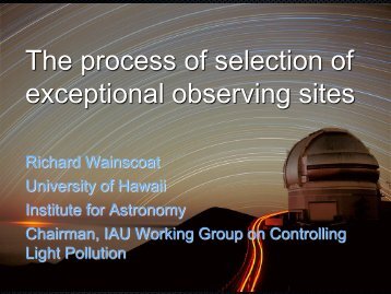 Richard Wainscoat University of Hawaii Institute for Astronomy ...