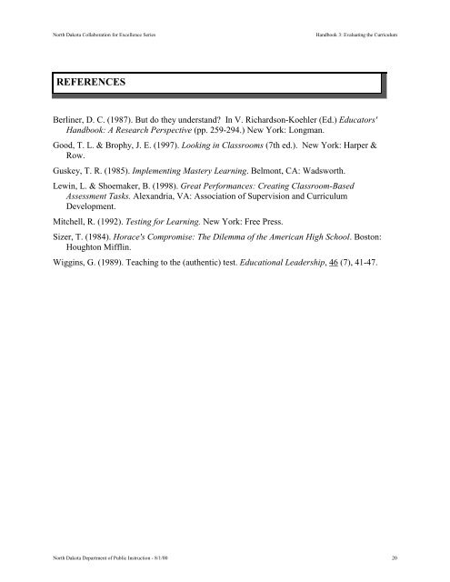 Sample Scope and Sequence Chart - ND Curriculum Initiative