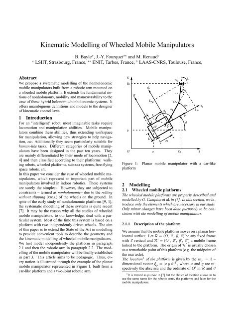 Kinematic Modelling of Wheeled Mobile Manipulators - AVR