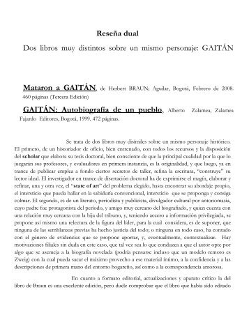 Reseña de dos textos sobre Jorge Eliécer Gaitán-2011 - Página de ...