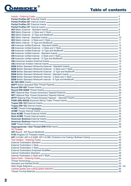 Combidex Threading Toolholders & Inserts (PDF)