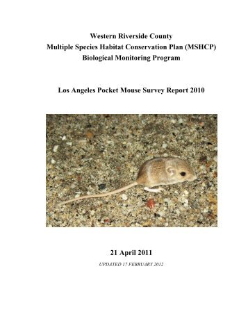 Los Angeles Pocket Mouse Survey Report 2010 - Western Riverside ...