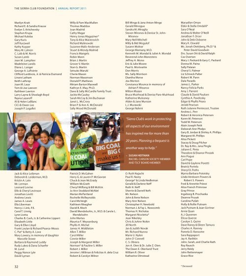 The Sierra Club Foundation Annual Report 2011