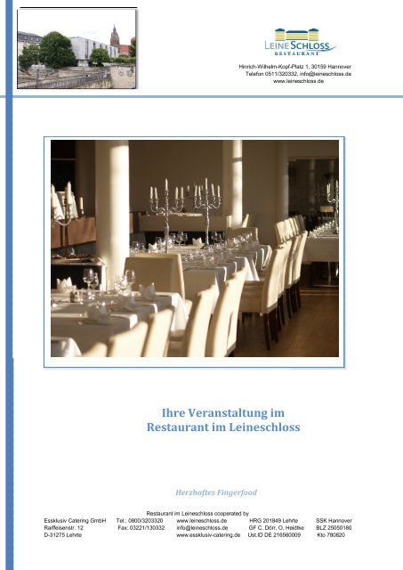 Ihre Veranstaltung im Restaurant im Leineschloss - Hannover ...