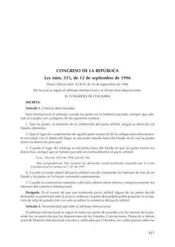 Ley de Arbitraje de Colombia.pdf - Instituto Peruano de Arbitraje