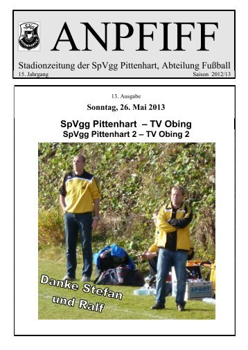 Stadionzeitung der SpVgg Pittenhart, Abteilung FuÃball SpVgg ...