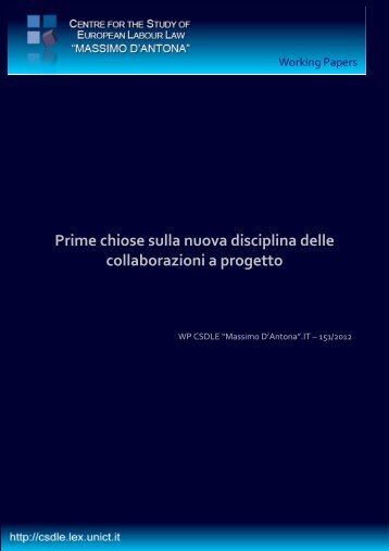 Prime chiose sulla nuova disciplina delle collaborazioni a progetto