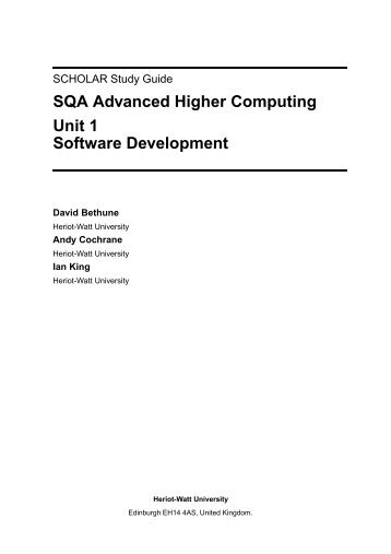 SQA Advanced Higher Computing Unit 1 Software Development